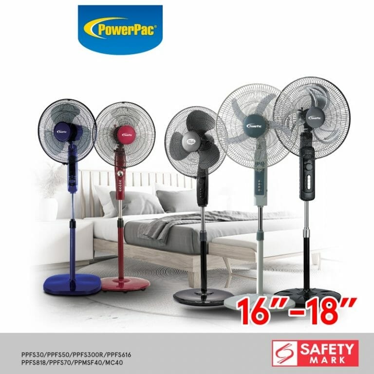 PowerPac Stand Fan 16-18 inch Standing fan  (PPFS30/PPFS50/PPFS300R/PPFS616/PPFS818/PPFS70/PPMSF40/MC40) | Shopee  Singapore