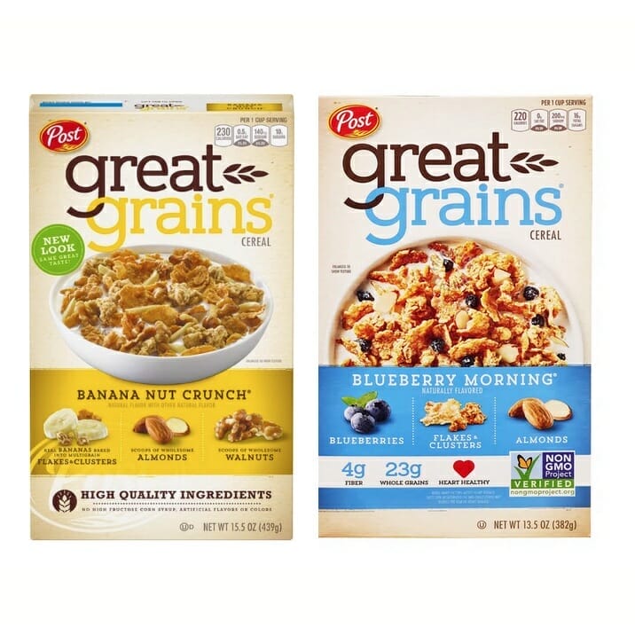 Post Great Grains Cereal (Blueberry Morning/Banana Nut Crunch) 439g |  Shopee Singapore