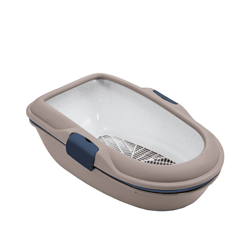 Gavenia Open Top Diamond Shaped Large Cat Litter Box Pan with Cat Litter Scoop Easy to Clean,Vanilla Latte Coffee 